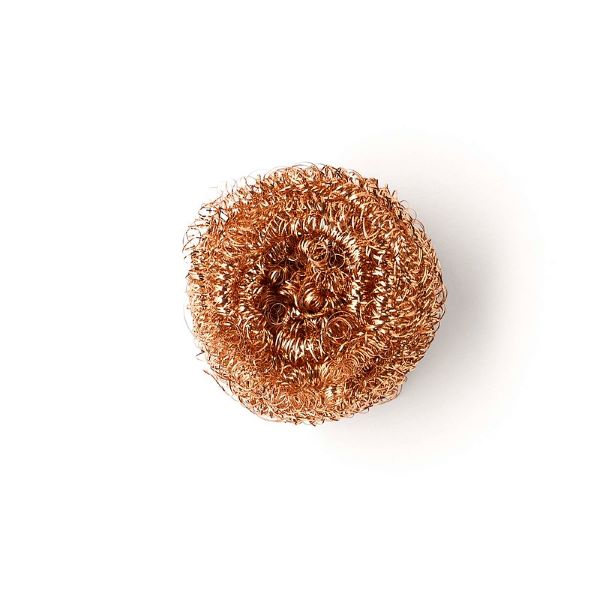 An eco-friendly copper scourer shown close up