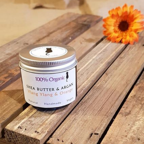 Organic shea butter cream eco-friendly moisturiser Ylang ylang and orange