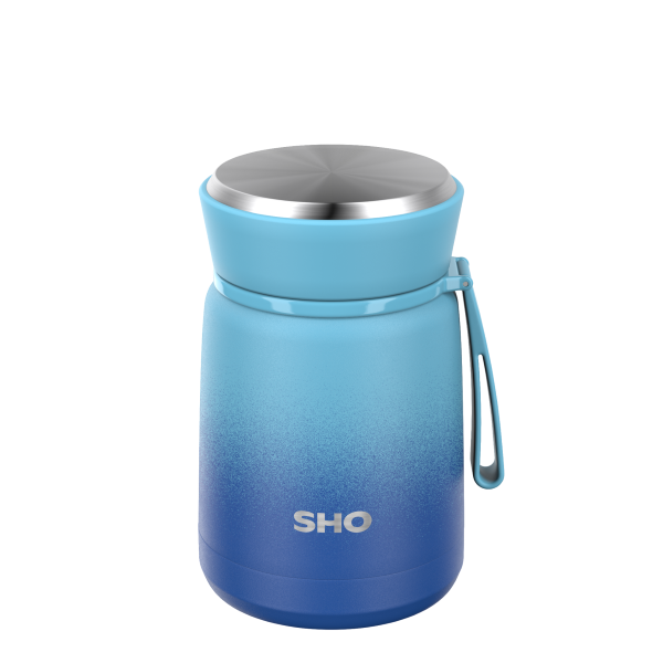 SHO reusable food flask in Deux bleu (a gradiating blue colourway)