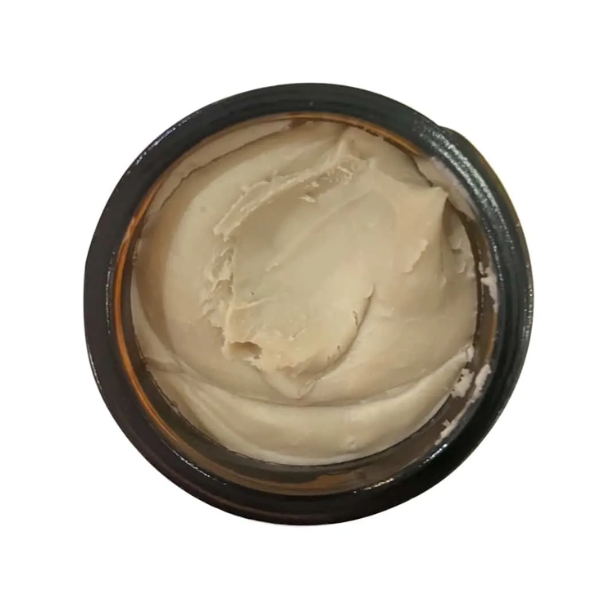 Valley Mist hair mud shown with lid off and product inside