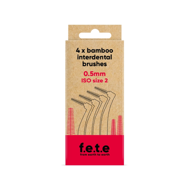 Bamboo interdental brushes set of 4 Size 2 0.5mm in cardboard box