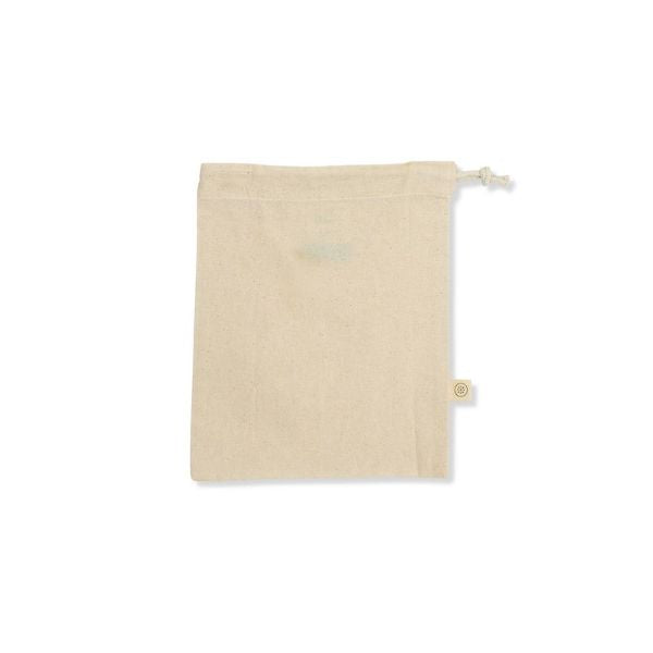 Recycled cotton small produce bag on white background