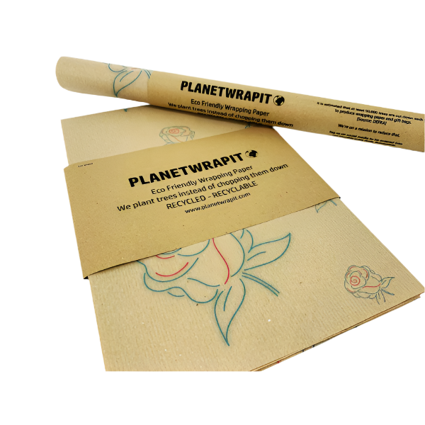 Kraft wrapping neon rose