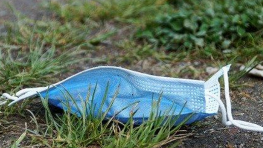 Discarded disposable face mask