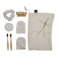 Moonie sustainable travel kit shown with individual contents on white background