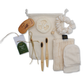Moonie sustainable travel kit shown as cotton bag with contents on white background