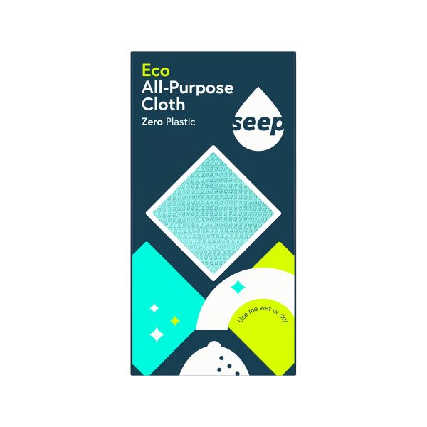 Eco All-Purpose Cloth packaging with 'seep' brand on a white background