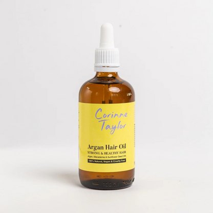 Corinne Taylor natural argan hair oil in glass bottle