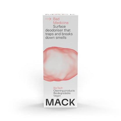 Bad medicine surface deodoriser dissolvable cleaning pod in cardboard packaging