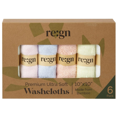 Organic bamboo facecloths (rainbow) set of 6 in cardboard box packaging