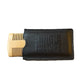 Bamboo beard comb shown peaking out of black vegan leather travel pouch with 'Jungle Culture' detail
