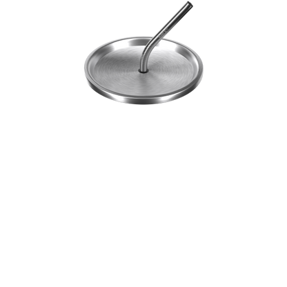 Straw lid for Calix cup, stainless steel shown with angled stainless steel straw