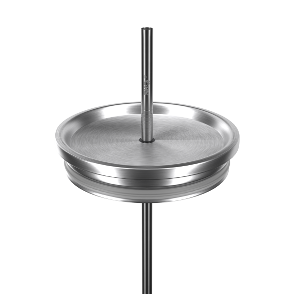 Straw lid for Calix cup, stainless steel shown with straight stainless steel straw