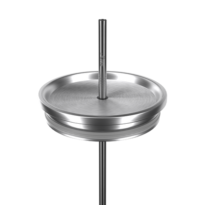 Straw lid for Calix cup, stainless steel shown with straight stainless steel straw