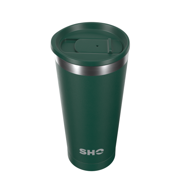 Reusable Calix cup with coordinating slider lid in forest green colour