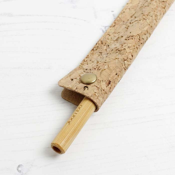 Cork sleeve for reusable straw