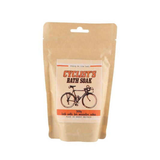 Cyclist's bath soak in kraft paper packaging