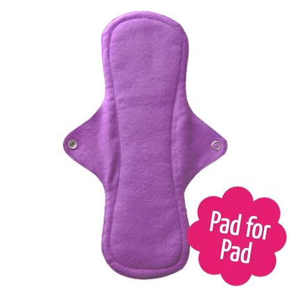 Eco Femme day pad plus shown with purple top layer