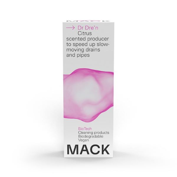 Dr Dre'n pod for clearing of drains, pod shown in cardboard packaging