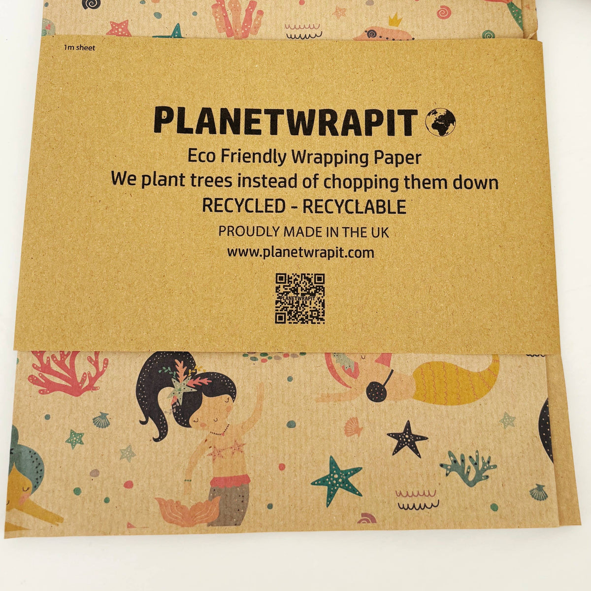 Eco-friendly brown Kraft wrapping paper with mermaid design