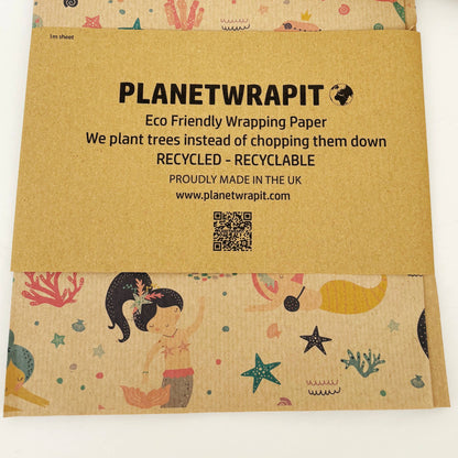Eco-friendly brown Kraft wrapping paper with mermaid design