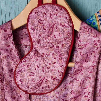 Namaste recycled sari eye mask made from vibrant, eco-friendly fabric, perfect for sleeping or relaxation.