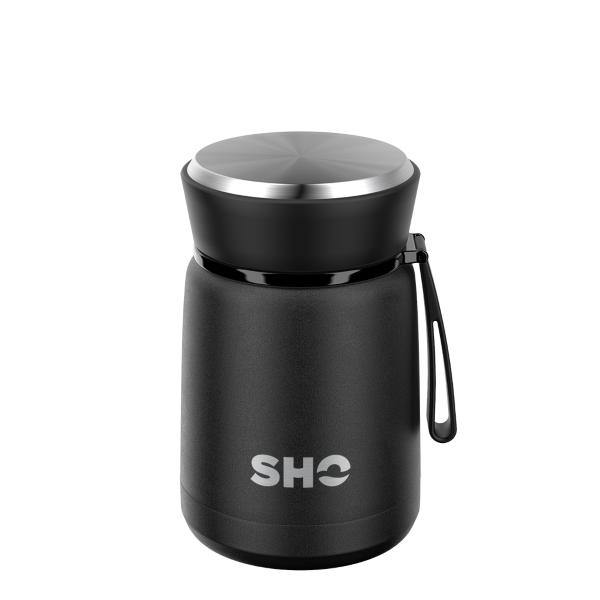 SHO reusable food flask in jet black