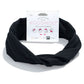Organic multi-use cotton headband in Jet black with cardboard label 