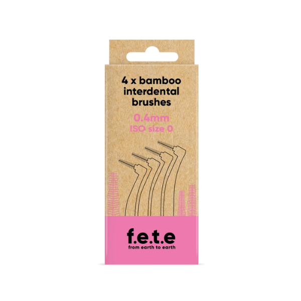 Bamboo interdental brushes set of 4 Size 0 0.4mm in cardboard box