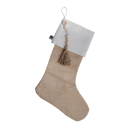 Natural jute and cotton Christmas stocking