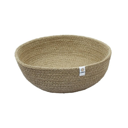 Large ReSpiin jute bowl used as a stylish home accessory, showcasing natural woven jute material for rustic decor.