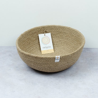Large ReSpiin jute bowl for home accessories, showing a woven natural fiber container with a rustic texture and warm tone.