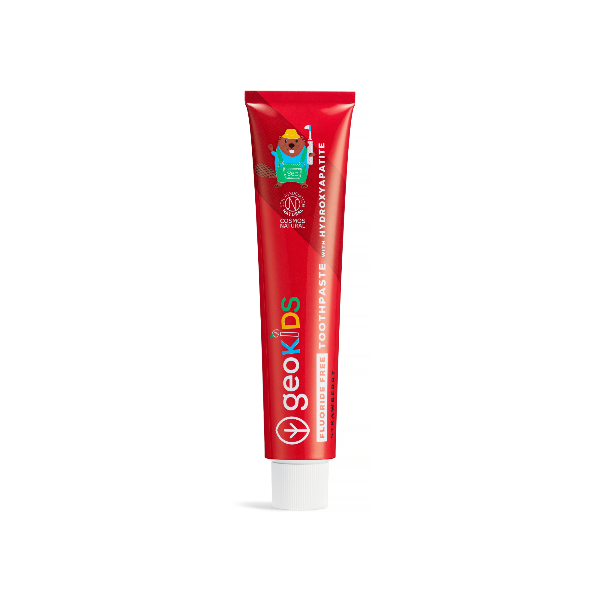 Kids hydroxyapatite toothpaste fluoride free in red aluminium tube