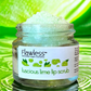 Vegan lip scrub in luscious lime shown in glass jar with lid off