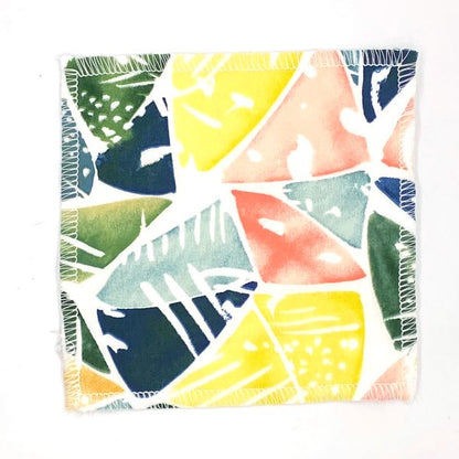 Reusable make up pad in Bright leaves design (geometric colourful leaves design)