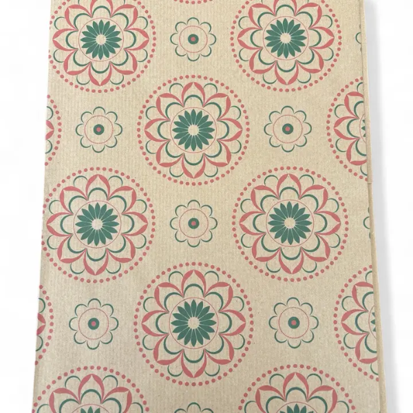 Brown kraft paper with red mandala pattern