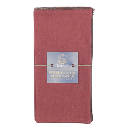 Reusable fabric napkins handmade by Moonie in red berry colour