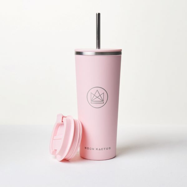 Insulated travel cup in Pink flamingo colourway (pink)