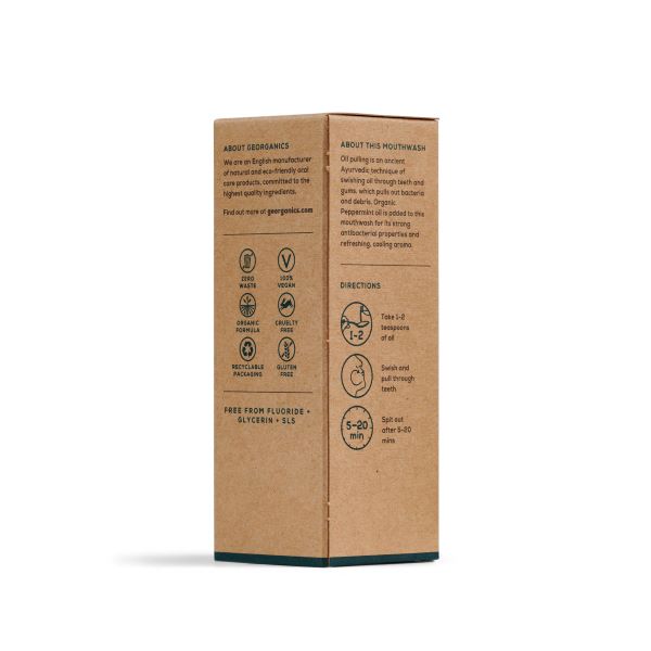 Oil pulling mouthwash cardboard packaging