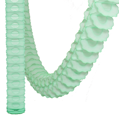 Paper garland in Lime sherbet shown hanging