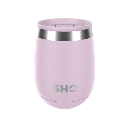 SHO reusable drinks tumbler in Pale lavender with pale lavender slider spill proof lid
