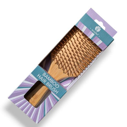 Bamboo paddle hair brush in packaging with visible Ecojiko brand logo 