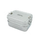 Stainless steel two tier lunch box on light background