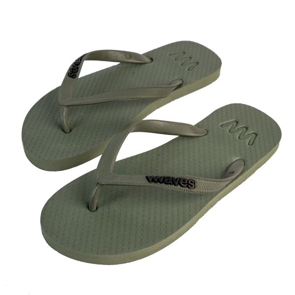 Waves rubber eco-friendly flip-flops in khaki green