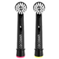 Two Live Coco recyclable electric toothbrush heads with soft bristles shown side by side