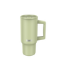 SHO reusable insulated large tumbler in sage green shown with sipper lid