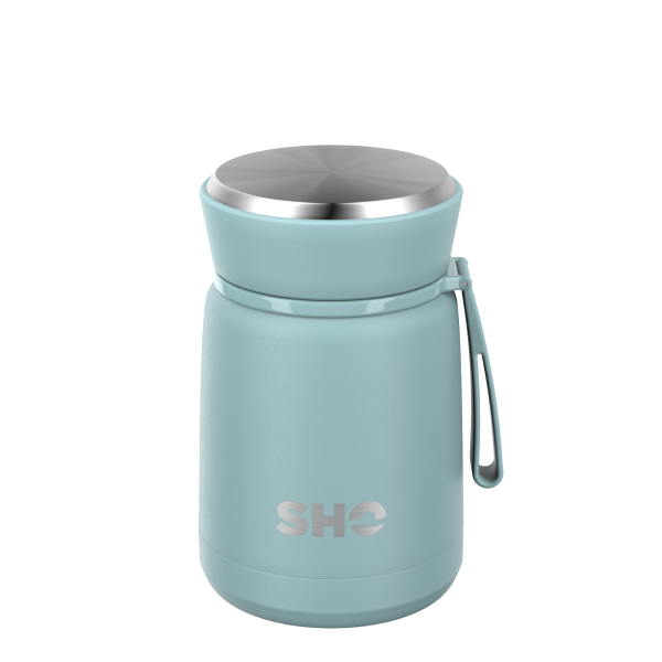 SHO reusable food flask in Arctic mist (a paly icy blue)