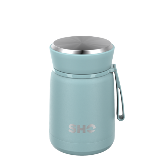 SHO reusable food flask in Arctic mist (a paly icy blue)