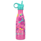 Kid's insulated bottle from SHO in Butterfly Dance (pink background with colourful butterflies) with aqua straw lid