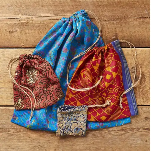 Recycled sari gift bag selection 